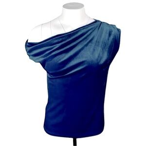 NWT Rachel Zoe velvet asymmetrical one shoulder draped neckline top